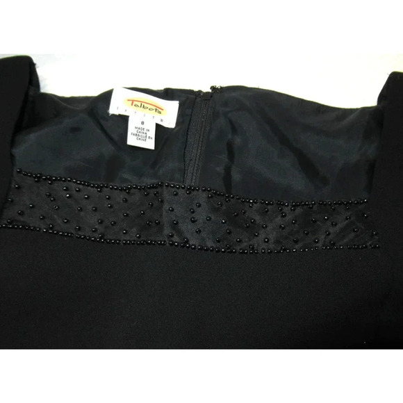 TALBOTS Women’s Petite Acrylic Short Sleeved Dress Beaded Black Size 8P - Picture 8 of 9